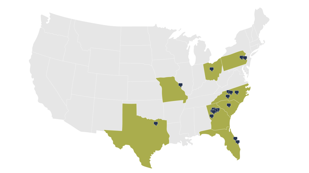 Map of TRC Locations in the US